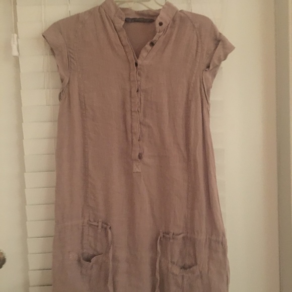 Zara Tan Tunic Dress With Pockets.Smoke Free Home. - Picture 2 of 6